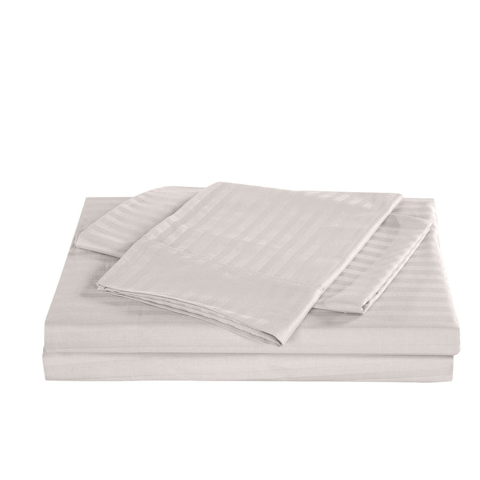 Queen Size 1200Tc Cotton Sheet Set In Stripe - Silver Grey