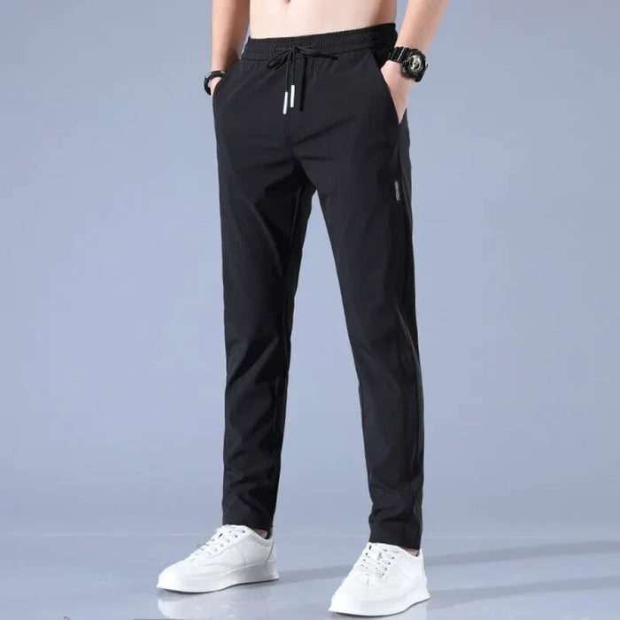 2023 Summer Mens Ice Silk Pants Black Gray Business Casual