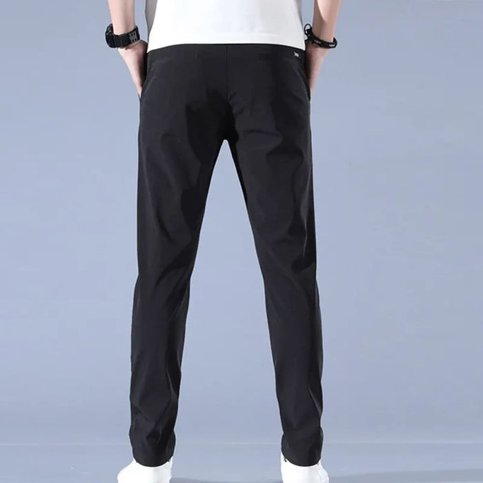 2023 Summer Mens Ice Silk Pants Black Gray Business Casual