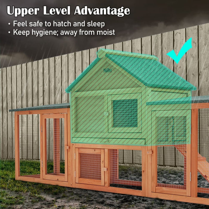 204 x 45 85cm Rabbit Hutch Chicken Coop 2 Storey Large Cage