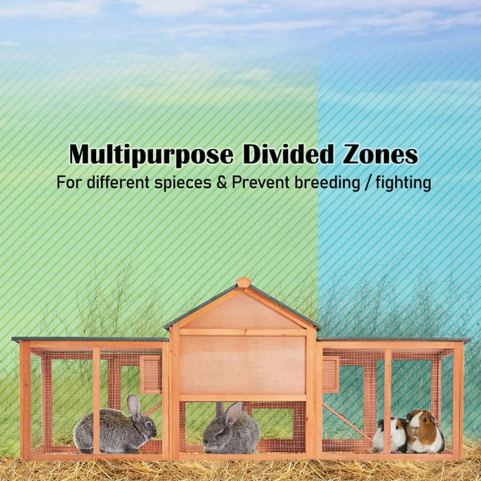 204 x 45 85cm Rabbit Hutch Chicken Coop 2 Storey Large Cage