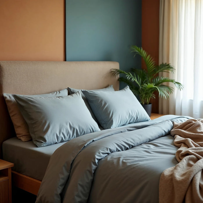 King Size 1000Tc Cotton Blend Quilt Cover Sets - Charcoal