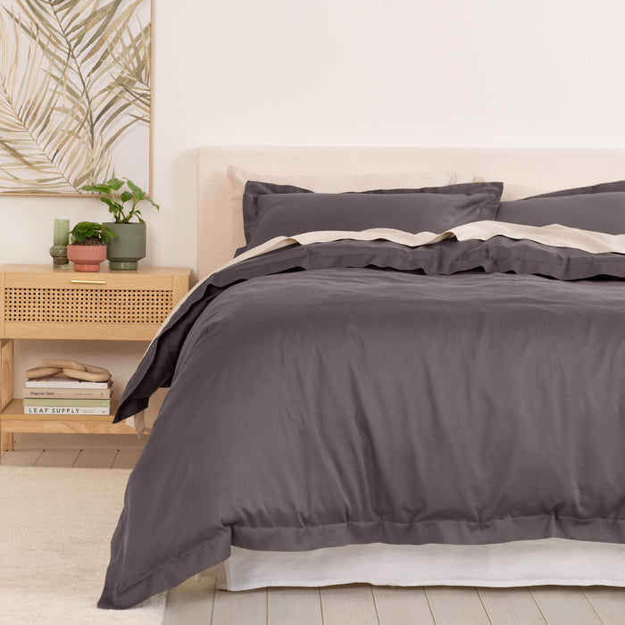 King Size - Balmain 1000Tc Bamboo Cotton Quilt Cover Sets - Pewter