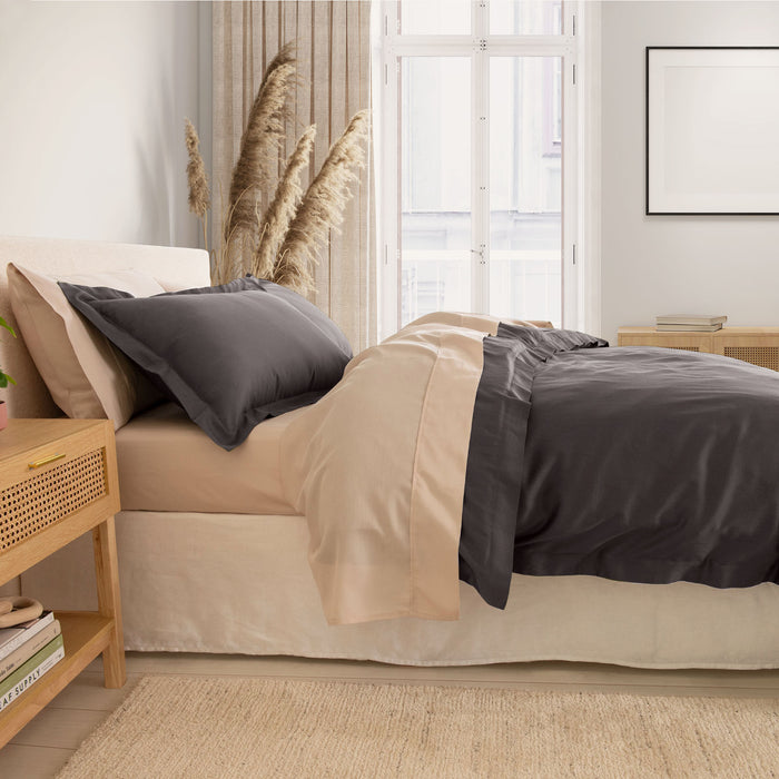King Size - Balmain 1000Tc Bamboo Cotton Quilt Cover Sets - Pewter