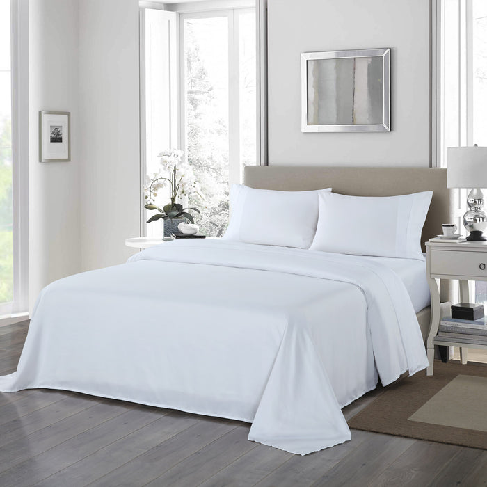 Queen Size 1200Tc Ultrasoft 4 Piece Sheet Set - White