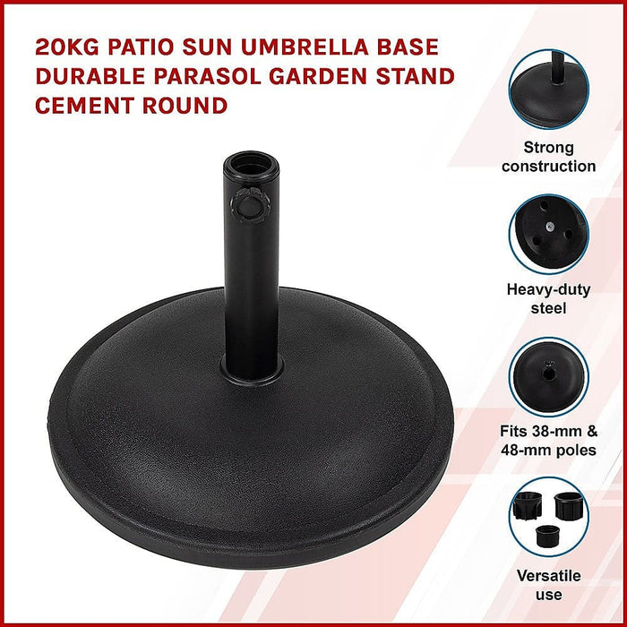 20kg Patio Sun Umbrella Base Durable Parasol Garden Stand