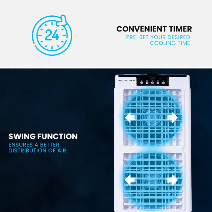 35l 220w Portable Evaporative Air Cooler 24 Hour Timer 4 In