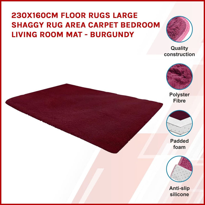 230x160cm Floor Rugs Large Shaggy Rug Area Carpet Bedroom