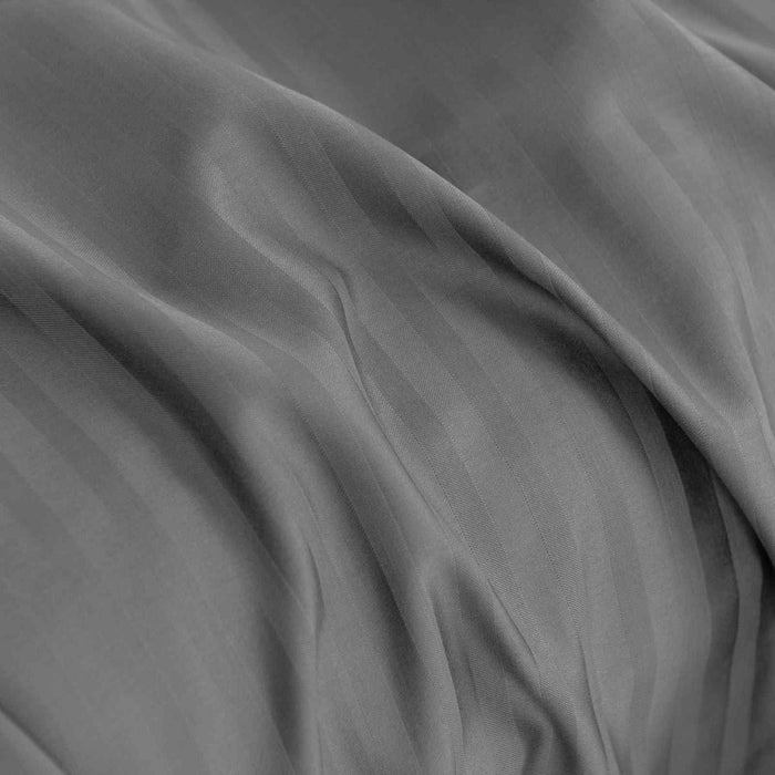 Queen Size 1200 Thread Count Damask Stripe Cotton Blend Sheet Sets Charcoal Grey