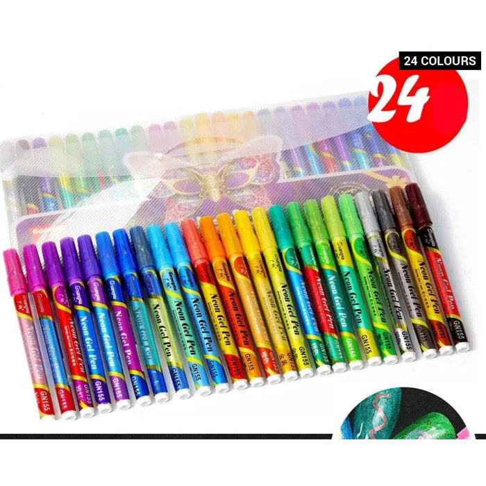 24 Colour Glitter Changing Nail Pen Set Waterproof Art