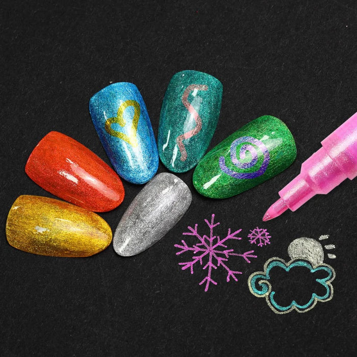 24 Colour Glitter Changing Nail Pen Set Waterproof Art