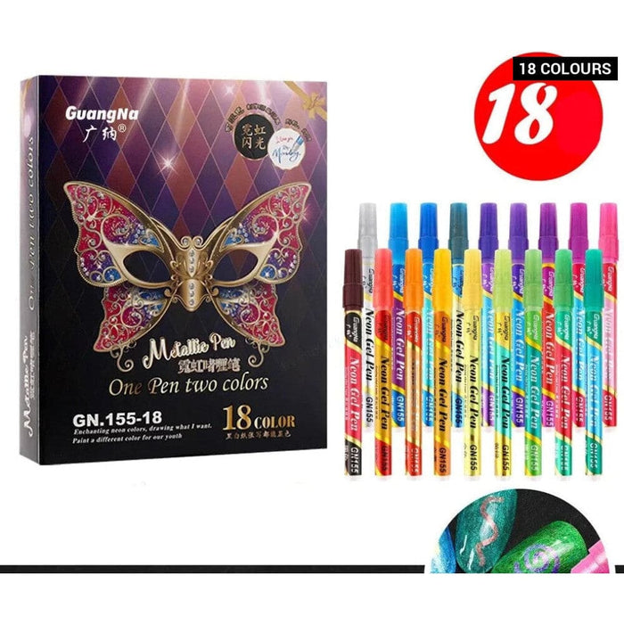 24 Colour Glitter Changing Nail Pen Set Waterproof Art