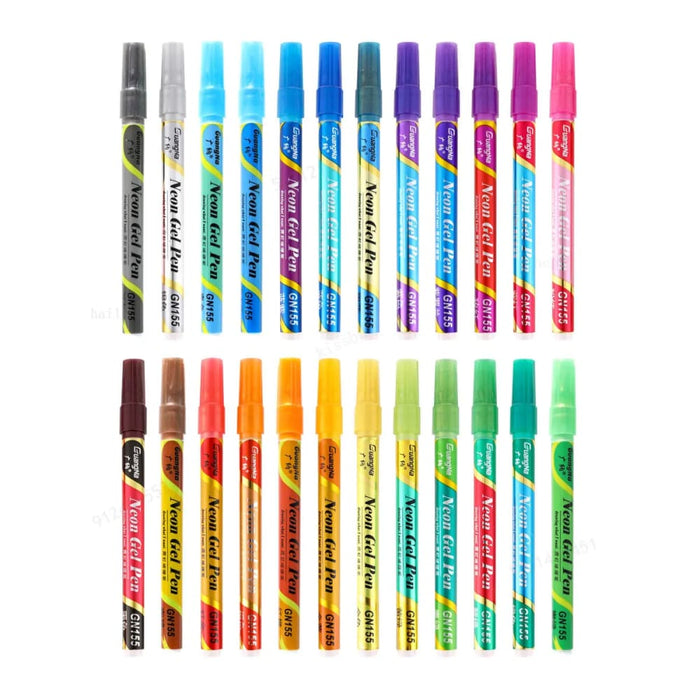 24 Colour Glitter Changing Nail Pen Set Waterproof Art