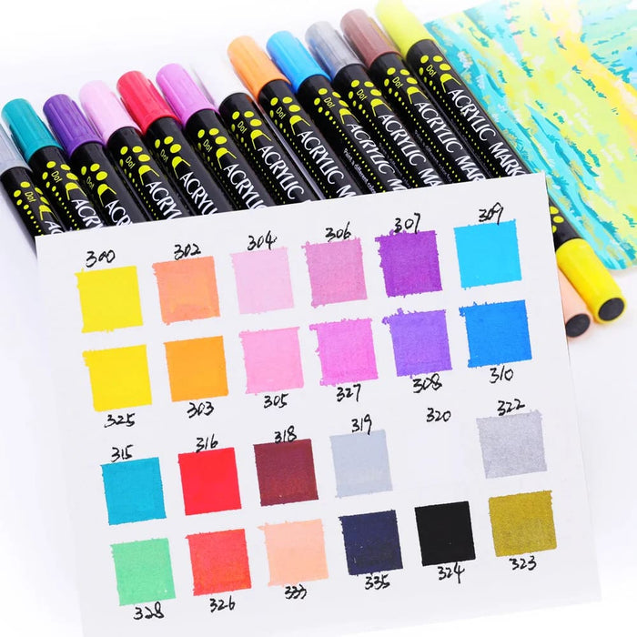 24 Dual Tip Acrylic Paint Pens for Diy Crafts Colours