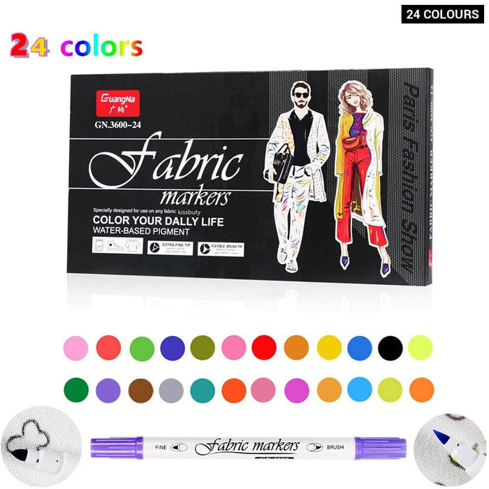 24 Dual Tip Fabric Markers for t Shirts Clothes Sneakers