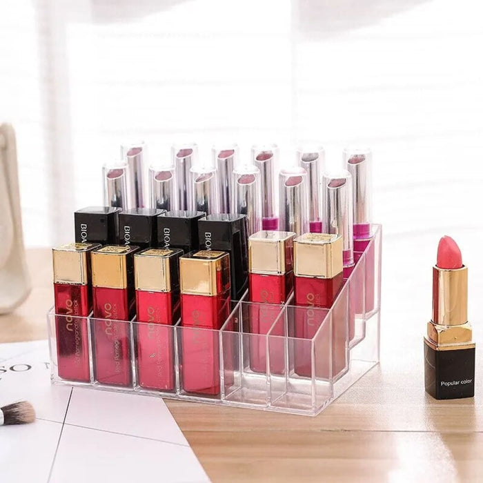 24 Grid Acrylic Cosmetics Lipstick Nail Polish Storage Box