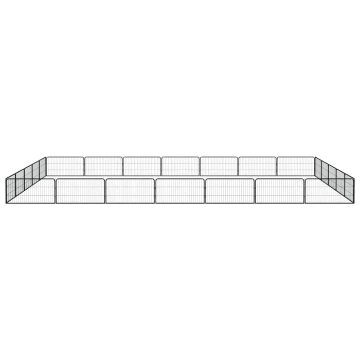 24-panel Dog Playpen Black 100x50 Cm Powder-coated Steel