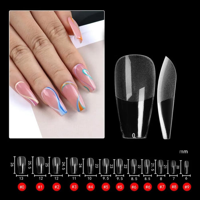 240pcs False Nails Coffin Semi Frosted Full Cover Mid