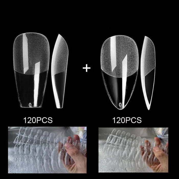 240pcs False Nails Coffin Semi Frosted Full Cover Mid