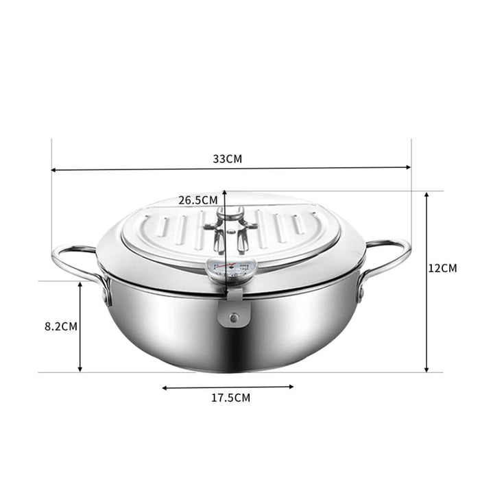 24cm Japanese Deep Frying Pan Pot With Thermometer Kitchen