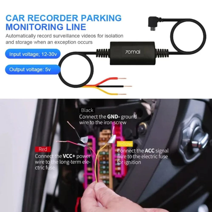 24h Parking Monitor Cable for 70mai 4k Dash Cams