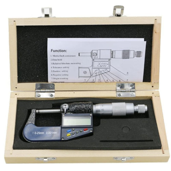 25-50mm Electronic Digital Micrometer Resolution 0.001mm