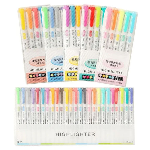 25 Colour Double Head Highlighter Pen Set Japanese Soft