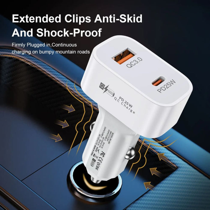 25w Usb Pd Car Charger for Iphone 14 Samsung Xiaomi Fast