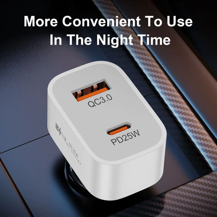 25w Usb Pd Car Charger for Iphone 14 Samsung Xiaomi Fast