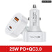 25w Usb Pd Car Charger for Iphone 14 Samsung Xiaomi Fast