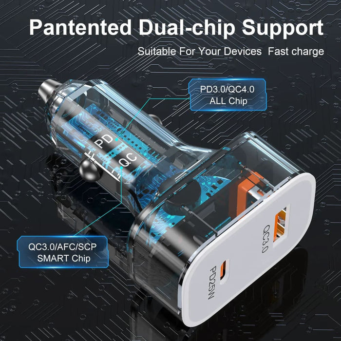 25w Usb Pd Car Charger for Iphone 14 Samsung Xiaomi Fast