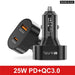 25w Usb Pd Car Charger for Iphone 14 Samsung Xiaomi Fast