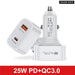 25w Usb Pd Car Charger for Iphone 14 Samsung Xiaomi Fast
