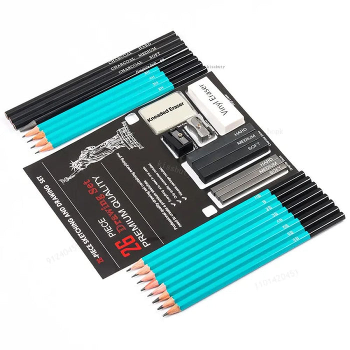 26 Piece Professional Drawing Pencil Set with Tools
