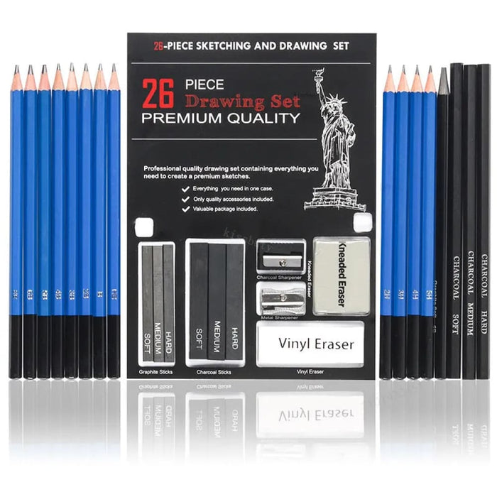 26 Piece Professional Drawing Pencil Set with Tools