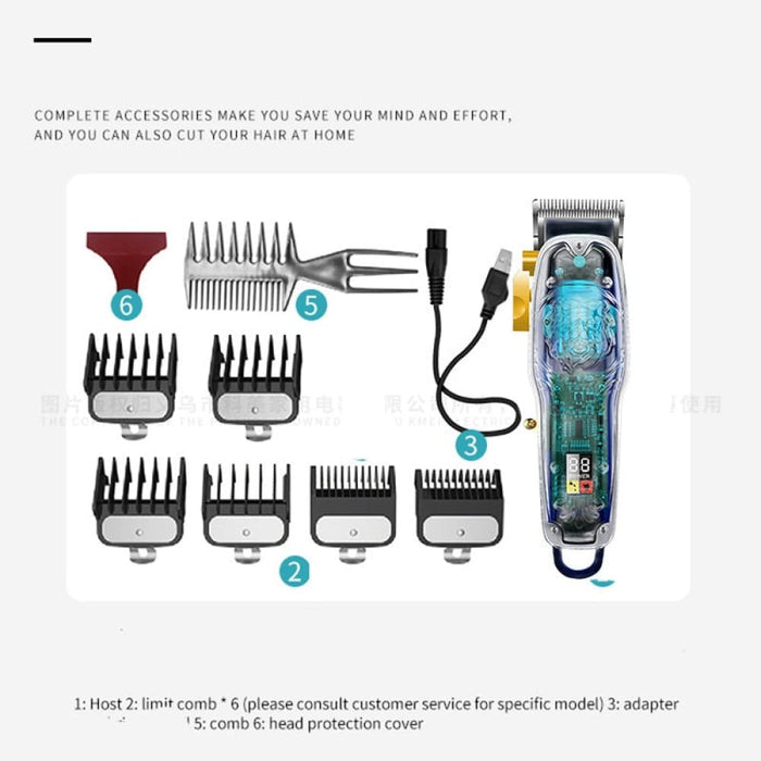 2707 New Transparent Cover Hair Clippers Barber Shop Usb