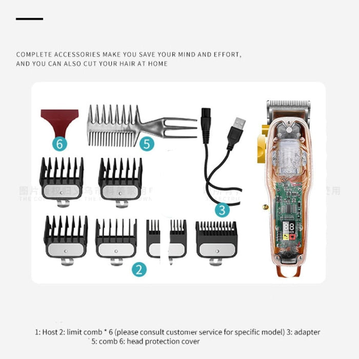 2707 New Transparent Cover Hair Clippers Barber Shop Usb