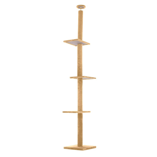 278cm Brown Cat Tree Pillar Scratcher Adjustable Floor