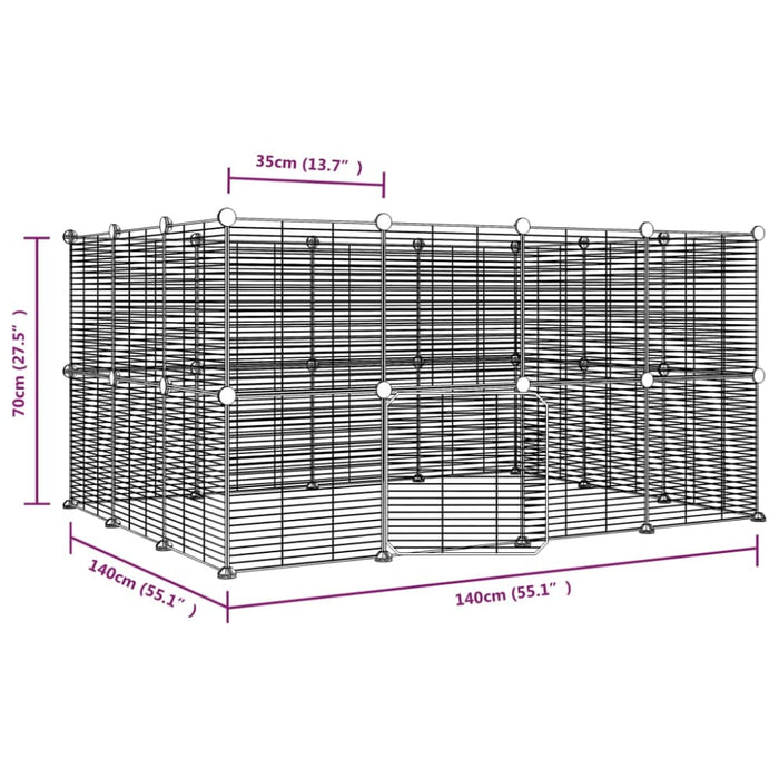 28-panel Pet Cage With Door Black 35x35 Cm Steel Tooabaa