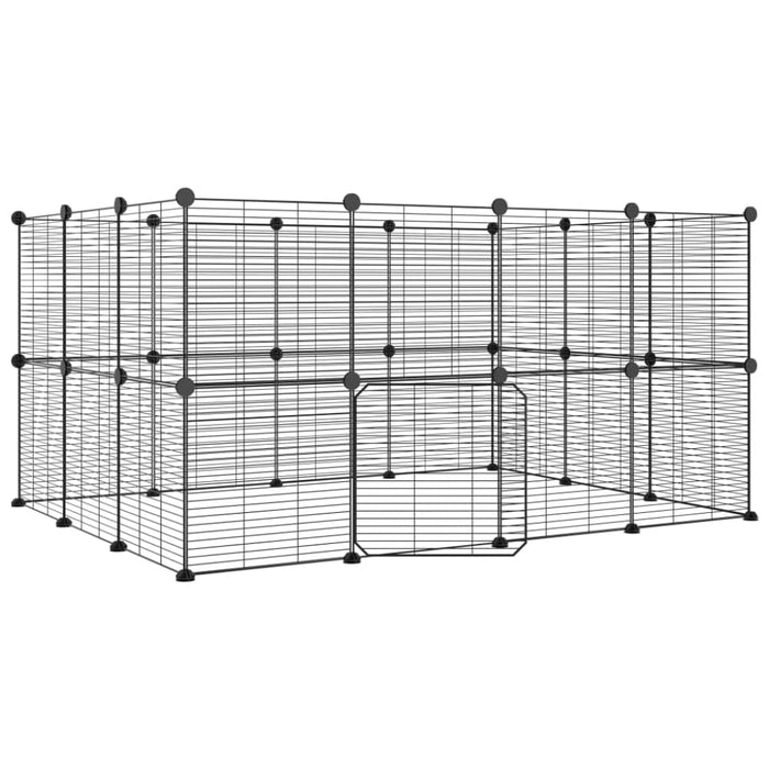 28-panel Pet Cage With Door Black 35x35 Cm Steel Tooabaa
