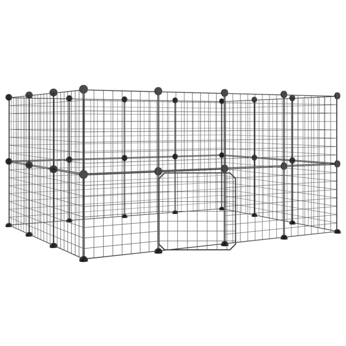 28-panel Pet Cage with Door Black 35x35 Cm Steel Tooabtn