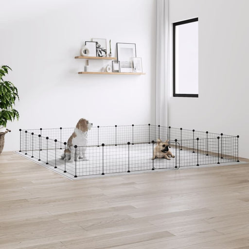 28-panel Pet Cage with Door Black 35x35 Cm Steel Tooabxb