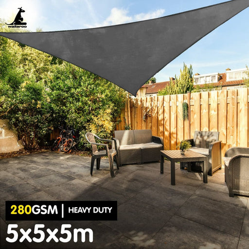 280gsm Outdoor Sun Shade Sail Canopy Grey - 5m x
