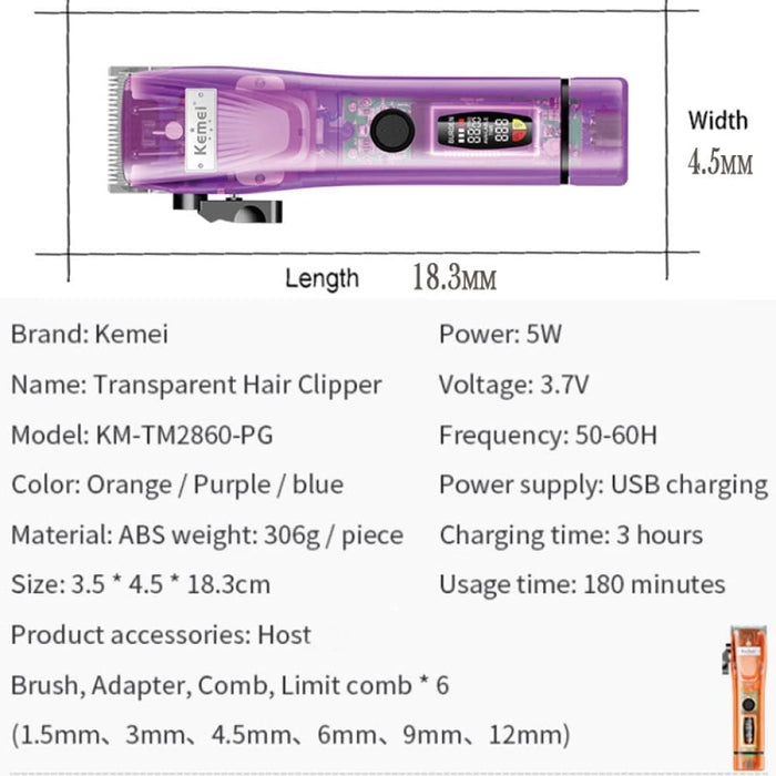 2860 Pro Adjustable Powerful Hair Clipper Lcd Electric