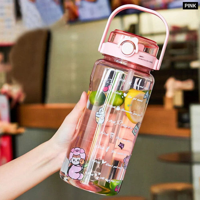 2l Plastic Cup With Straw For Travel And Fitness