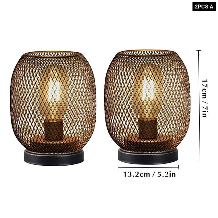 2pcs Battery Powered Cordless Round Shaped Table Lamp