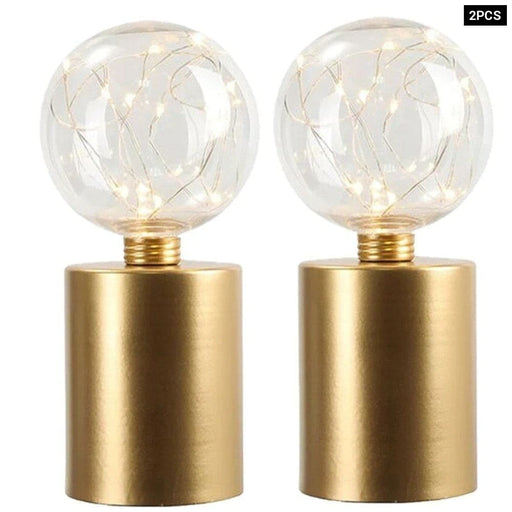 2pcs Battery Powered Gold Table Lamp For Living Room