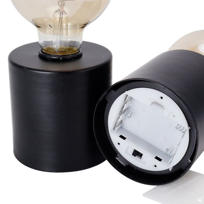 2pcs Cordless Lamp Light With Edison Style Bulb For Home