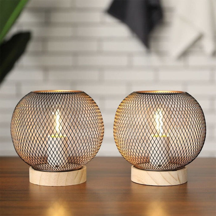 2pcs Cordless Metal Battery Powered Candle Holder With 6