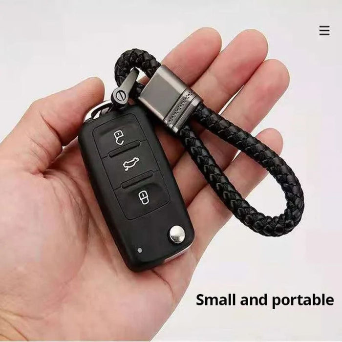 2pcs Leather Hand Woven Horseshoe Buckle Keyrings for Car